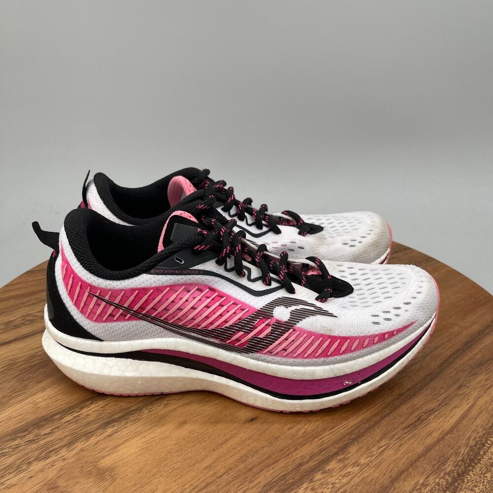 Saucony Endorphin Speed 2 Shoes Womens Size 9 Racing Running Black Pink White
